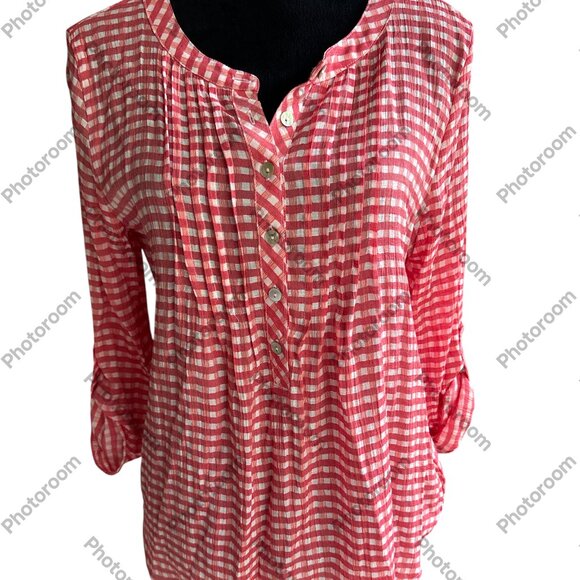 Ruby Rd. Tops - Bundle Only EUC RUBY RD. Checkered Pleated 3/4 Sleeve Roll Tab Blouse.